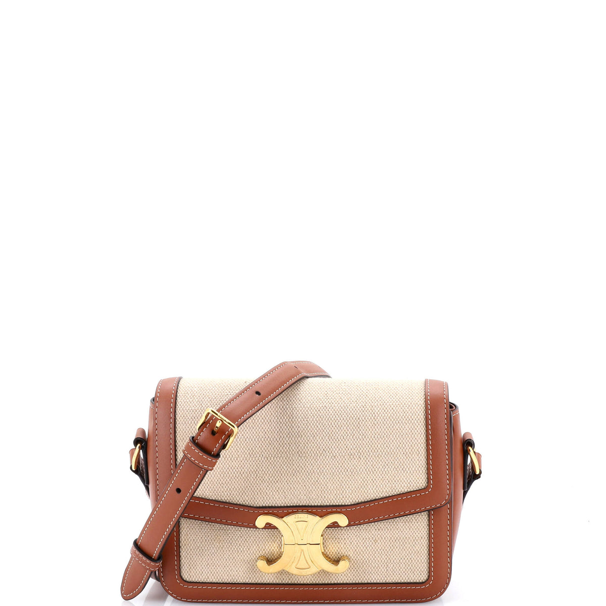 Celine CELINE Triomphe Shoulder Bag Canvas with Leather Teen