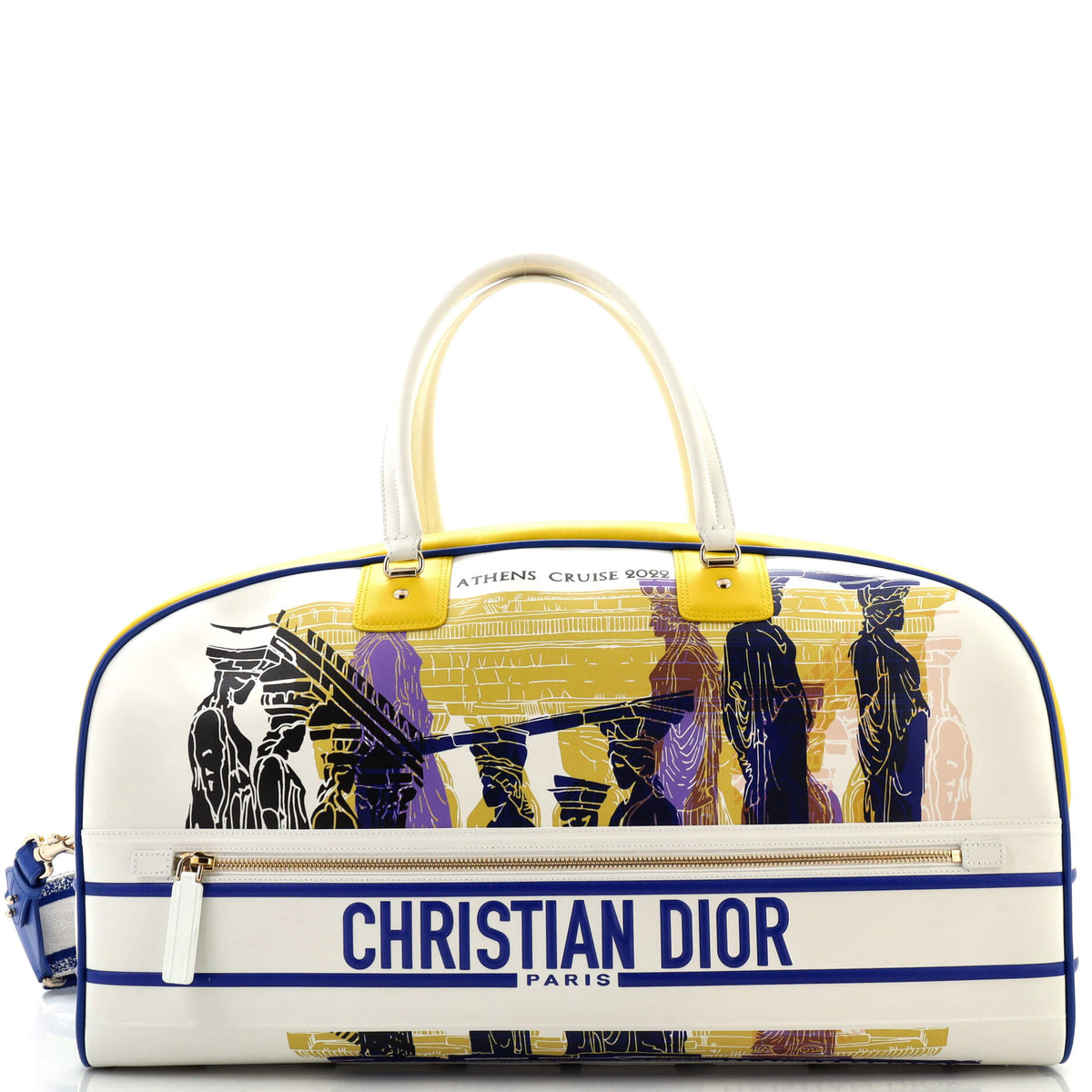 Christian Dior Vibe Zip Bowling Bag Printed Leather Large