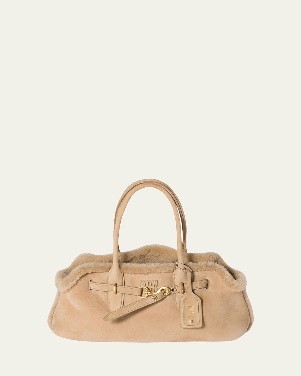 Miu Miu Aventure Belted Shearling Shoulder Bag