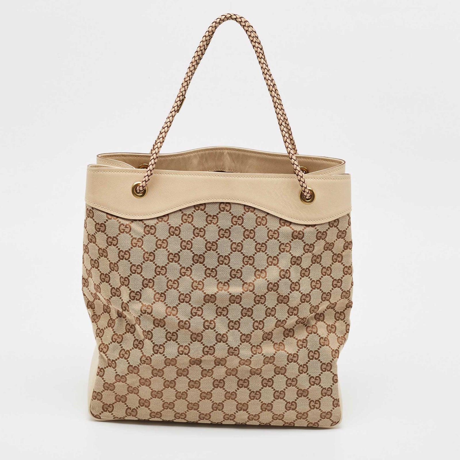 Gucci beige Shopper aus Canvas und Leder