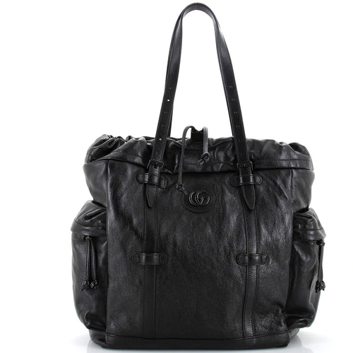 GUCCI Double G Drawstring Tote Leather