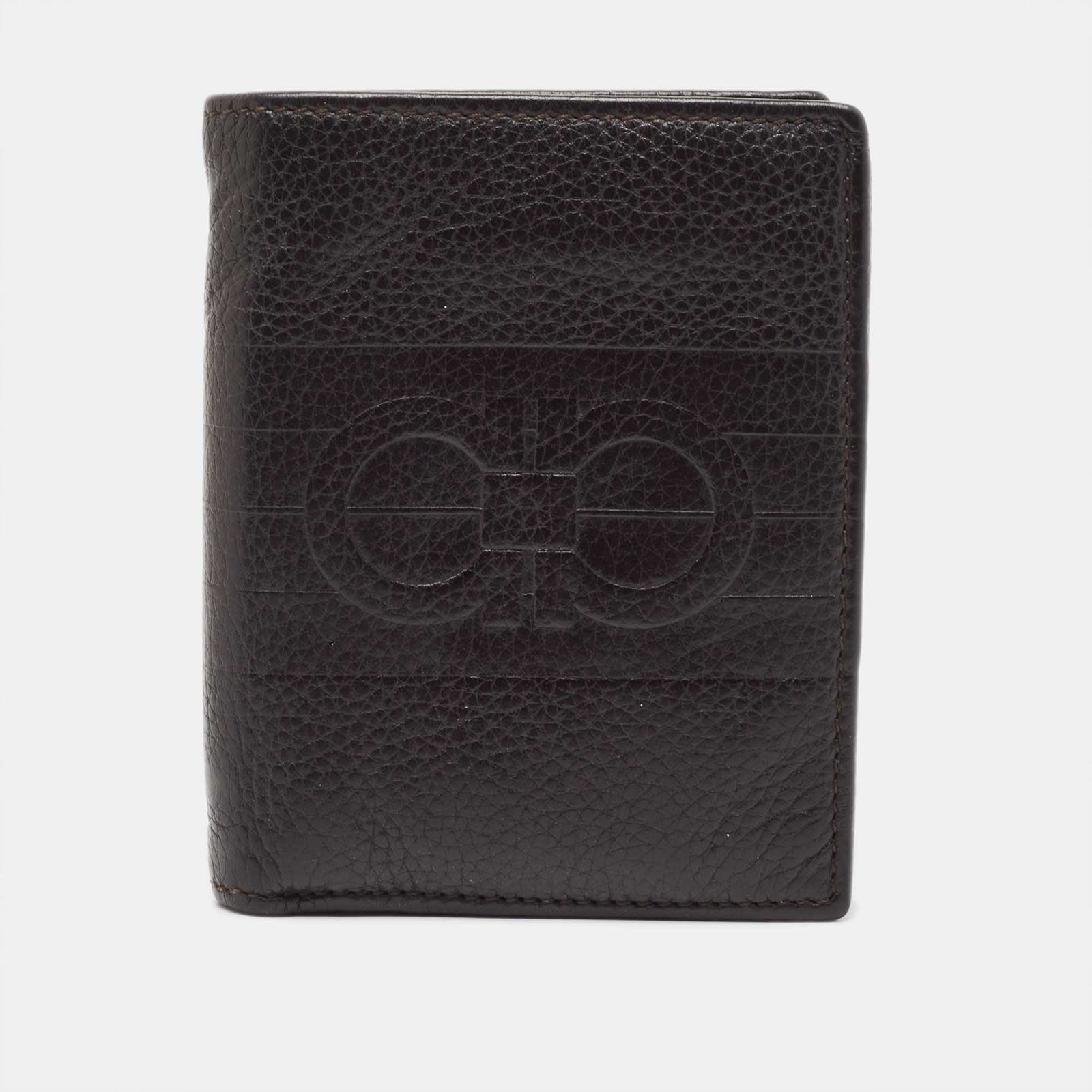 Salvatore Ferragamo Brown Leather Bifold Card Holder