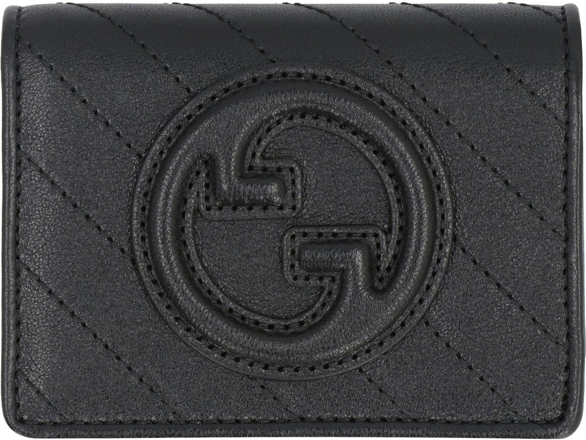 Gucci Women's Blondie Leather Card Holder in Black | 760317AACP7 Color 1000