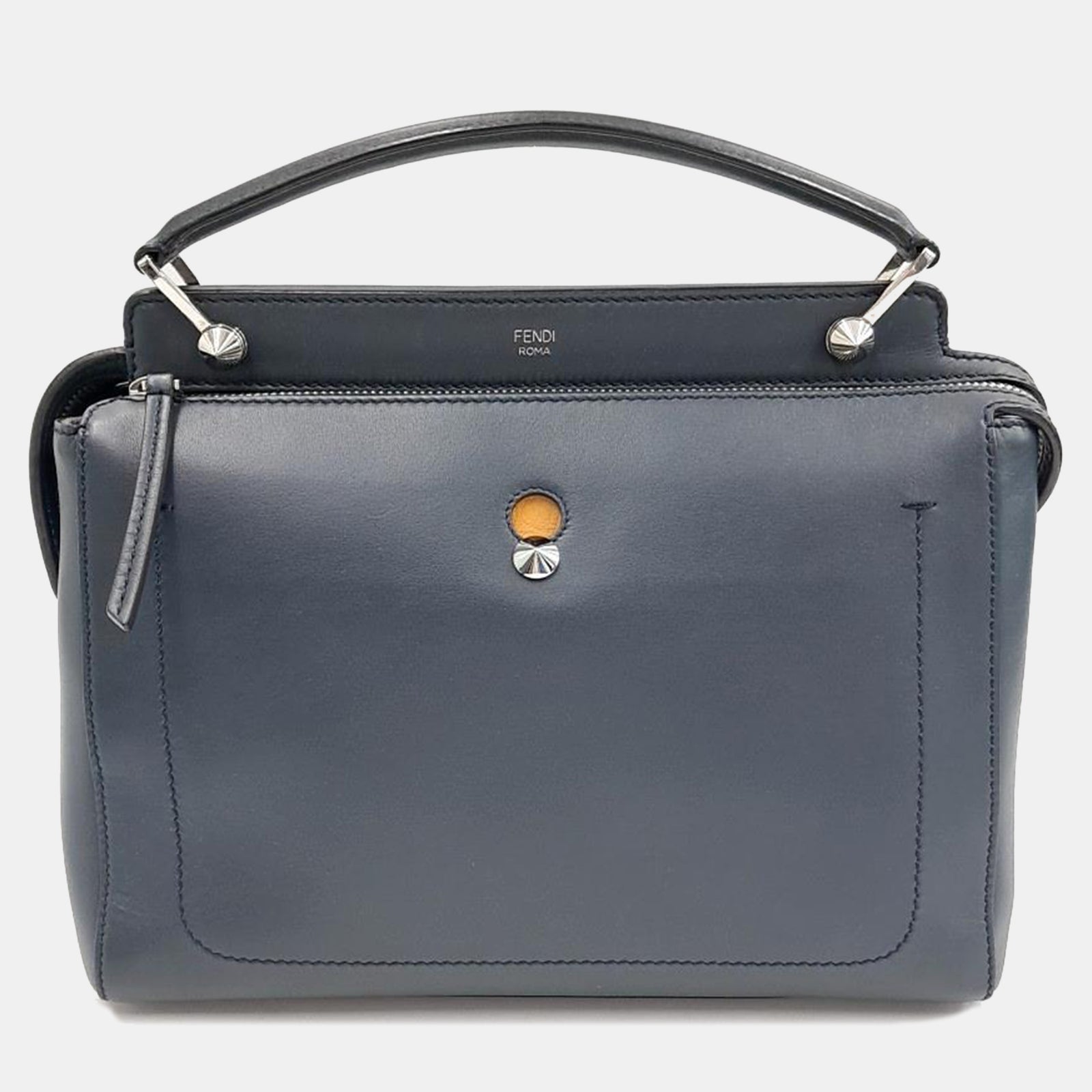 Fendi Blue Leather Dotcom Top Handle Bag