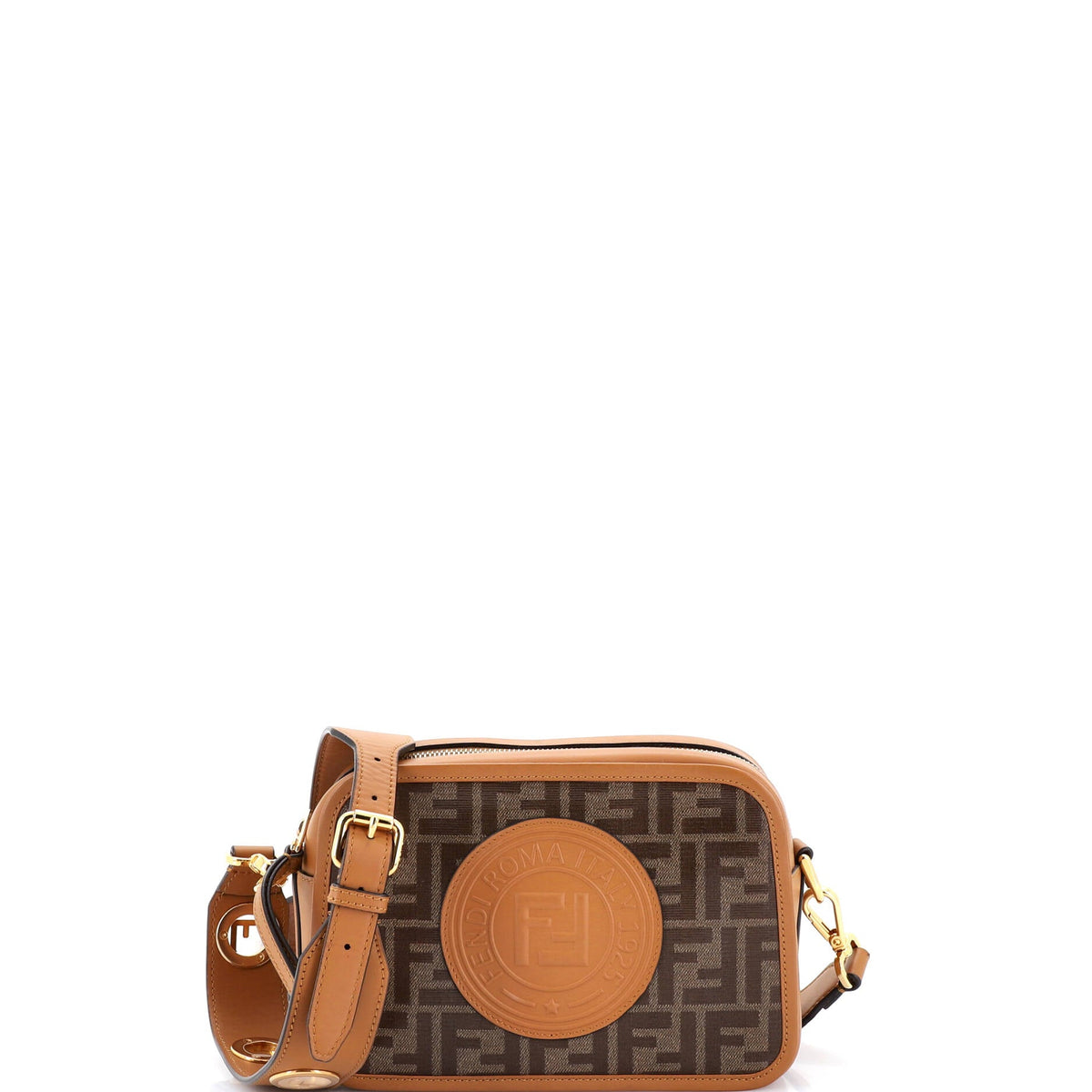 Fendi FENDI FF Logo Stamp Camera Bag Zucca Coated Canvas Small