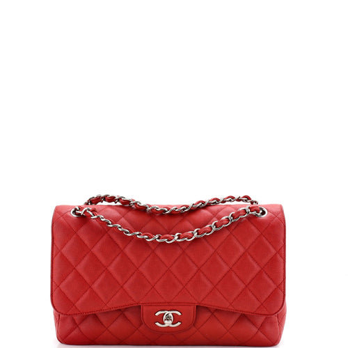CHANEL Classic Double Flap Bag Quilted Caviar Jumbo