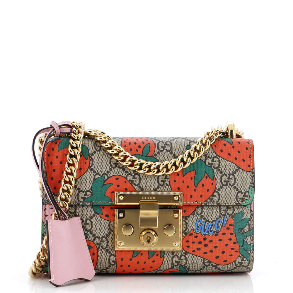 GUCCI Padlock Shoulder Bag Printed GG Coated Canvas Small