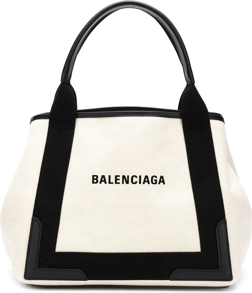 Balenciaga Women's Navy Cabas Small Tote Bag in White | Size UNI | 3399332HH3N9260