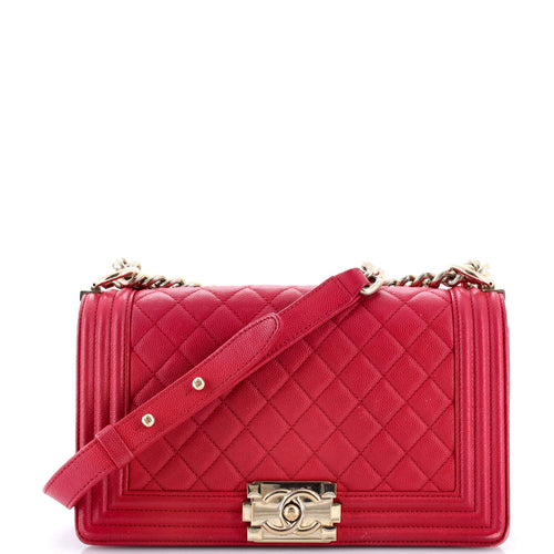 CHANEL Boy Flap Bag Quilted Caviar New Medium