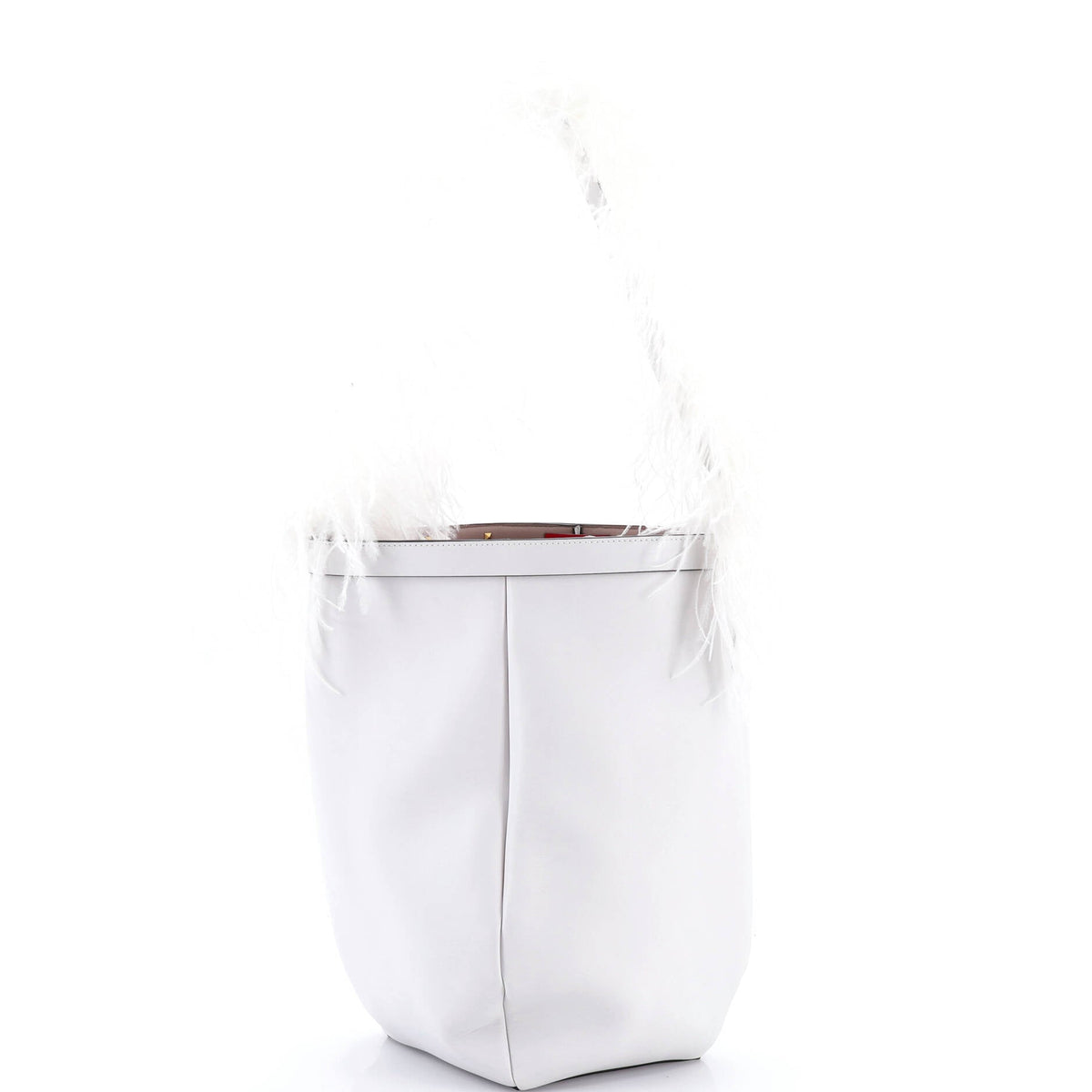 Valentino VALENTINO GARAVANI By Your Side Bucket Bag Leather with Feathers Medium