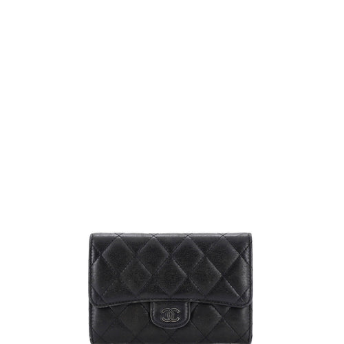 CHANEL CC Compact Classic Flap Wallet Quilted Caviar
