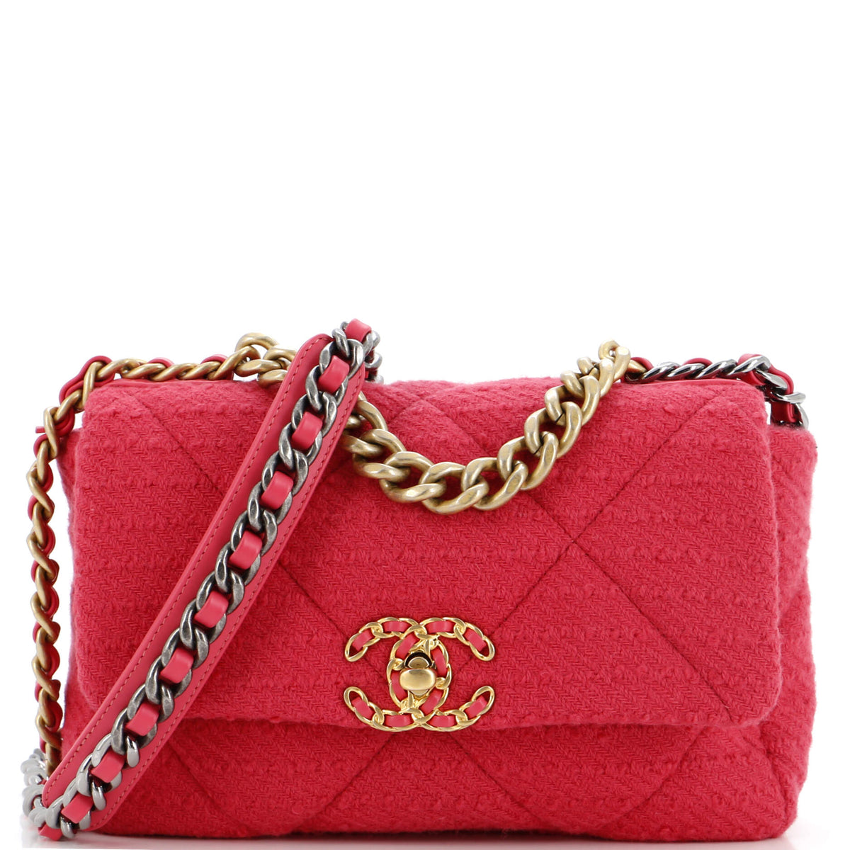 Chanel CHANEL 19 Flap Bag Quilted Tweed Medium