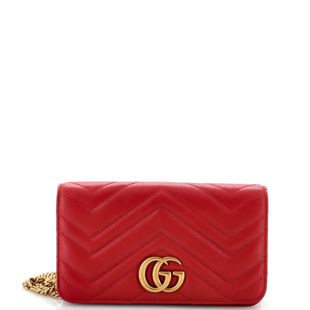 Gucci GUCCI GG Marmont Chain Flap Bag Matelasse Leather Mini