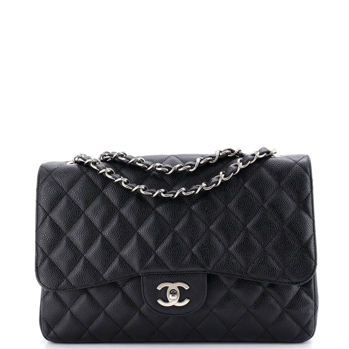 Chanel CHANEL Vintage Classic Single Flap Bag Quilted Caviar Jumbo