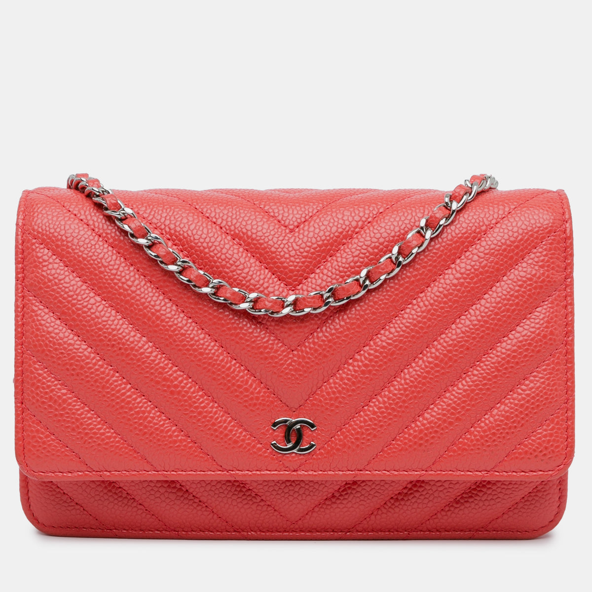 Chanel CC Chevron Caviar Wallet On Chain