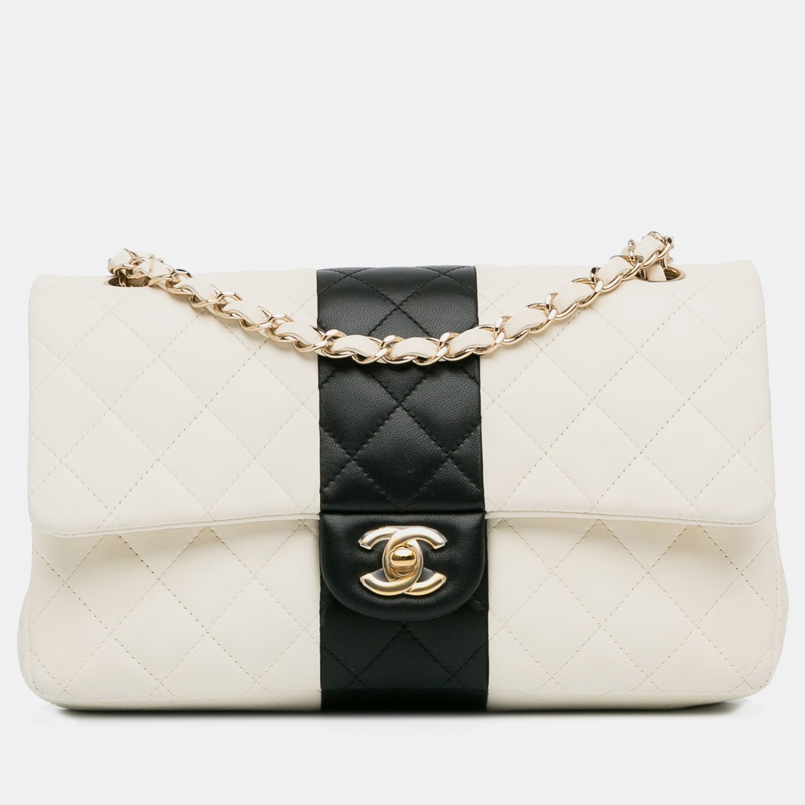 Chanel Medium Bi-Stripe Classic Lambskin Double Flap