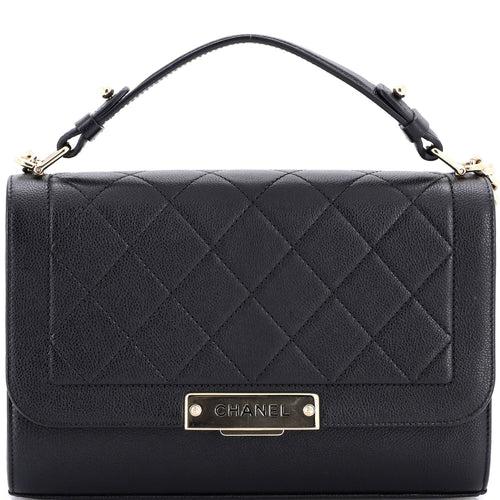 CHANEL Label Click Flap Bag Quilted Calfskin Medium