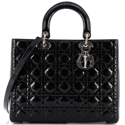 Lady Dior Bag Cannage Quilt Patent Large