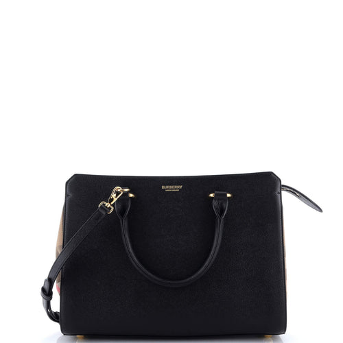 Banwell Tote Leather and House Check Canvas Small