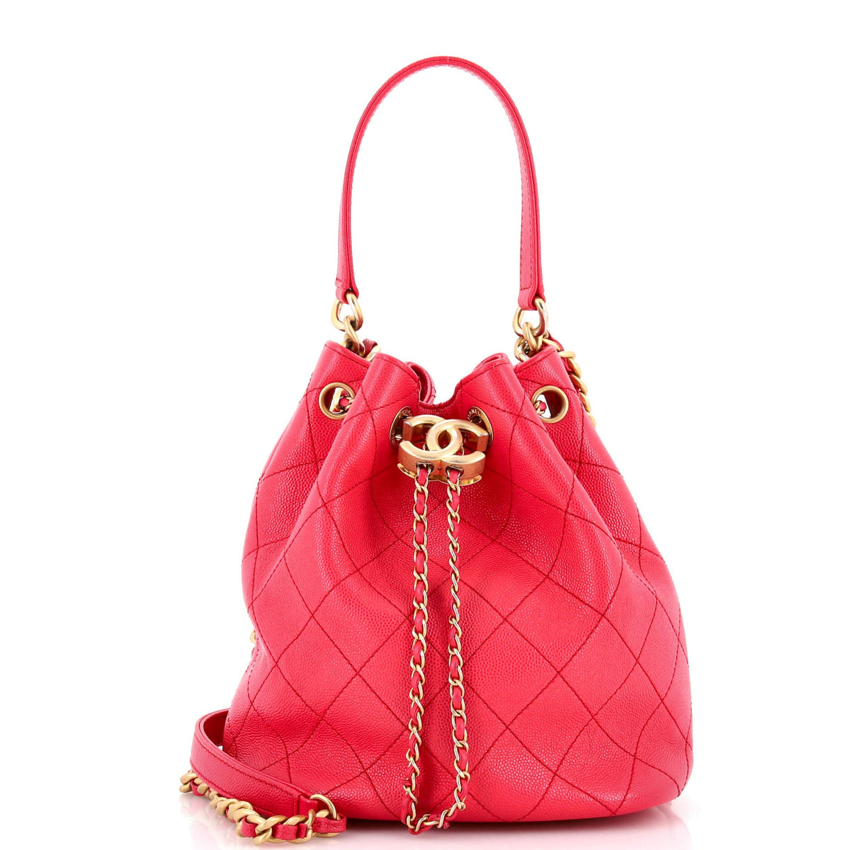 Chanel CHANEL Fashion Therapy Drawstring Bucket Bag Quilted Caviar Small