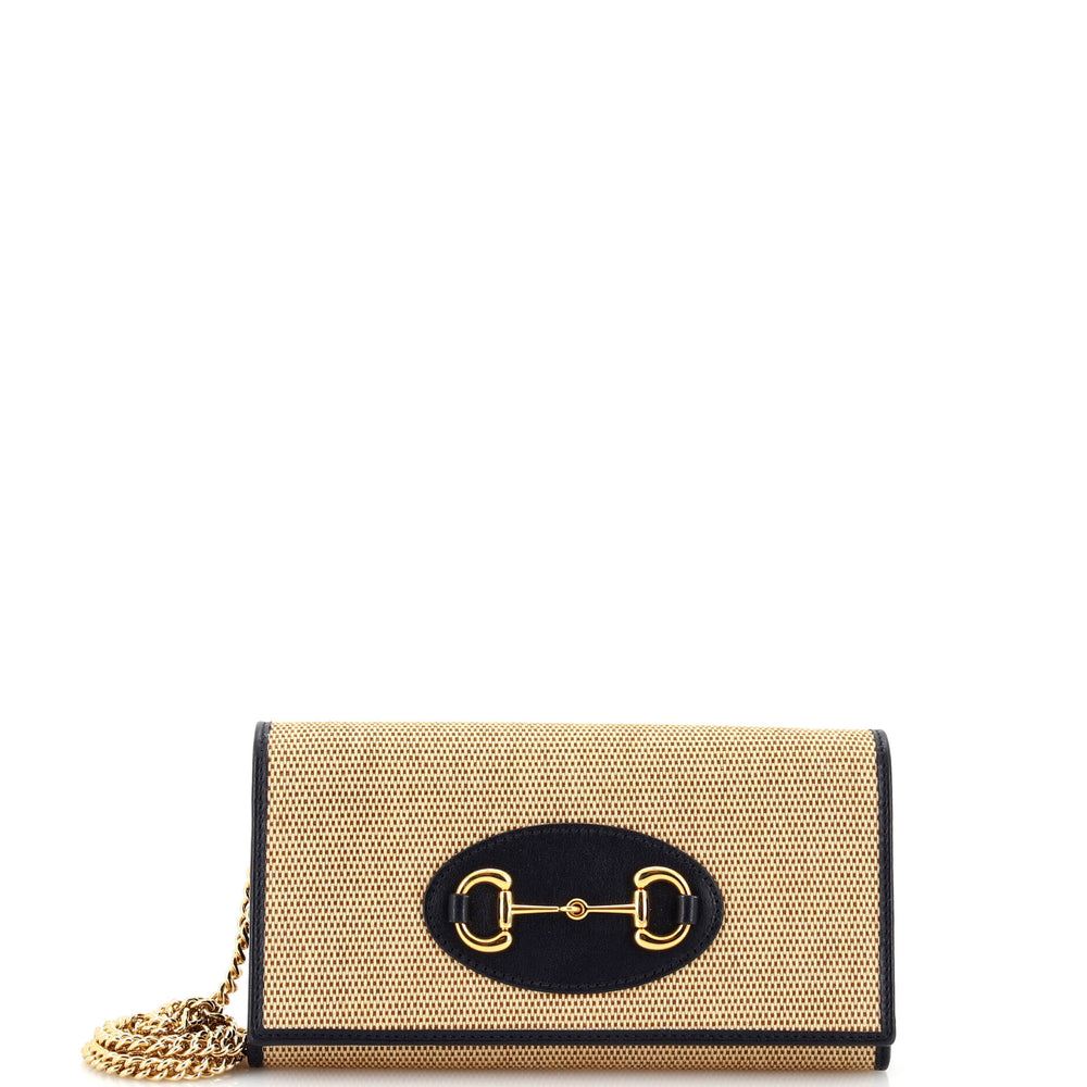 GUCCI Horsebit 1955 Chain Wallet Canvas with Leather