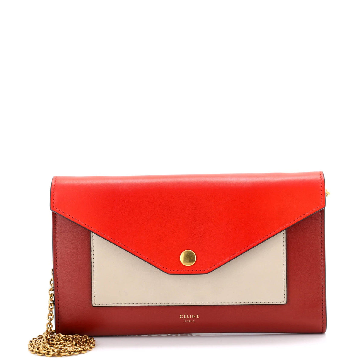 Celine CELINE Pocket Envelope Shoulder Bag Leather Small