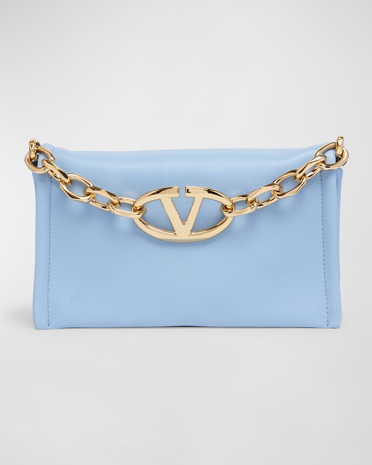 Valentino VLOGO Mini Flap Leather Clutch Bag