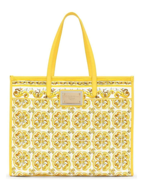 Women's Large Shopping Tote Bag in Yellow/Orange | Size UNICA | BB2274AP026