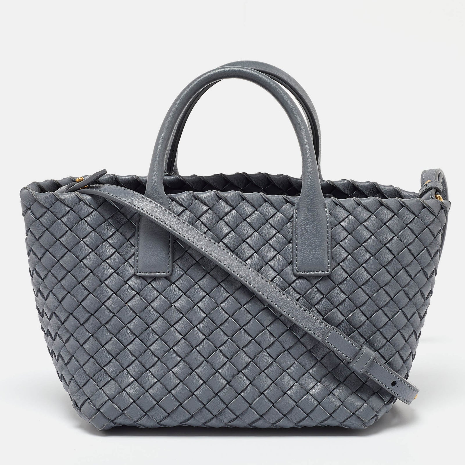 Bottega Veneta Graue Mini-Cabat-Tasche aus Intrecciato-Leder