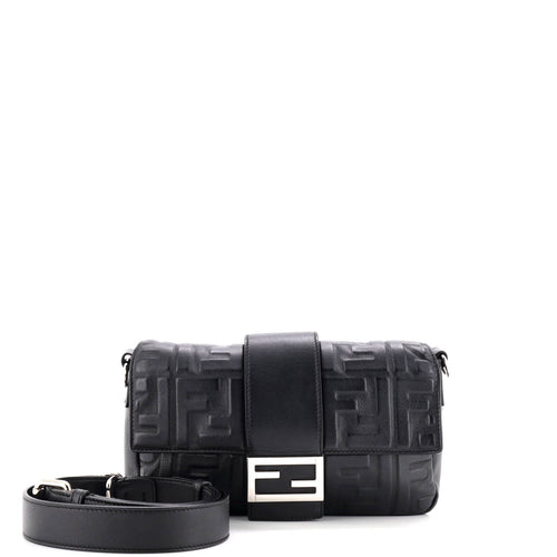 FENDI Baguette Convertible Belt Bag Zucca Embossed Leather Medium