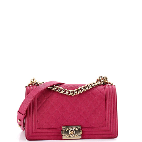 CHANEL Boy Flap Bag Quilted Caviar Old Medium