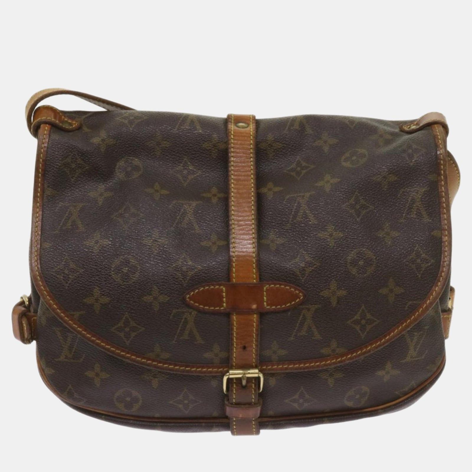 Louis Vuitton Braune Umhängetasche „Saumur“ aus Canvas