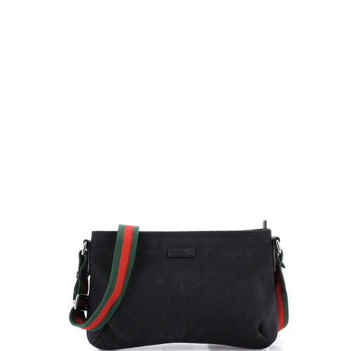 GUCCI Web Strap Messenger Bag GG Canvas Small