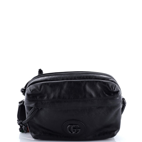 GUCCI Tonal Double G Shoulder Bag Leather