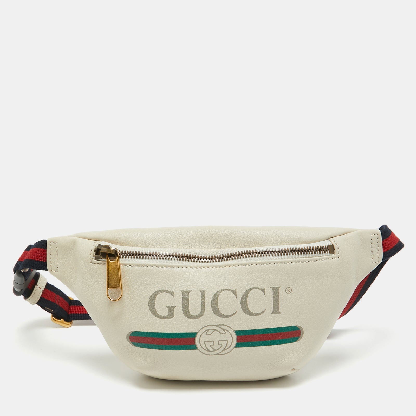 Gucci Gürteltasche aus cremefarbenem Leder mit Logoweb