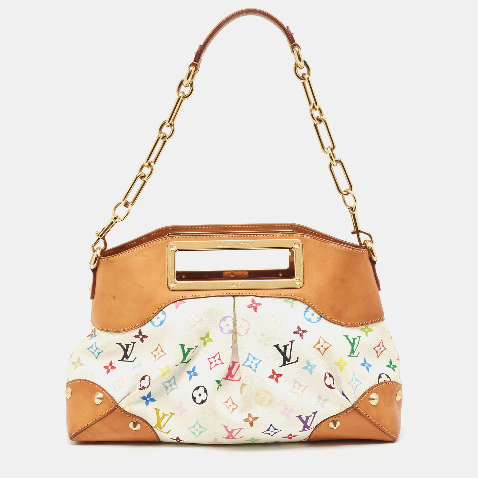 Louis Vuitton Sac Judy MM en toile multicolore avec monogramme blanc