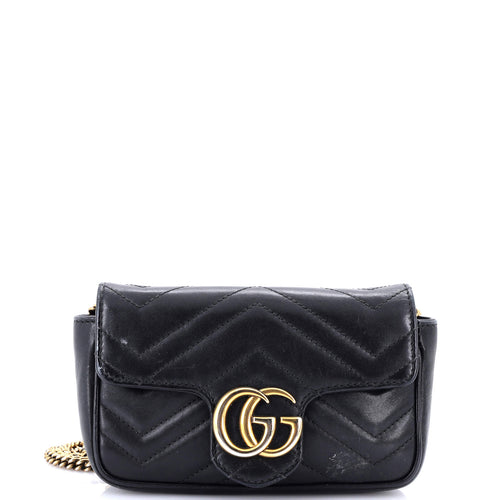 GUCCI GG Marmont Flap Bag Matelasse Leather Super Mini