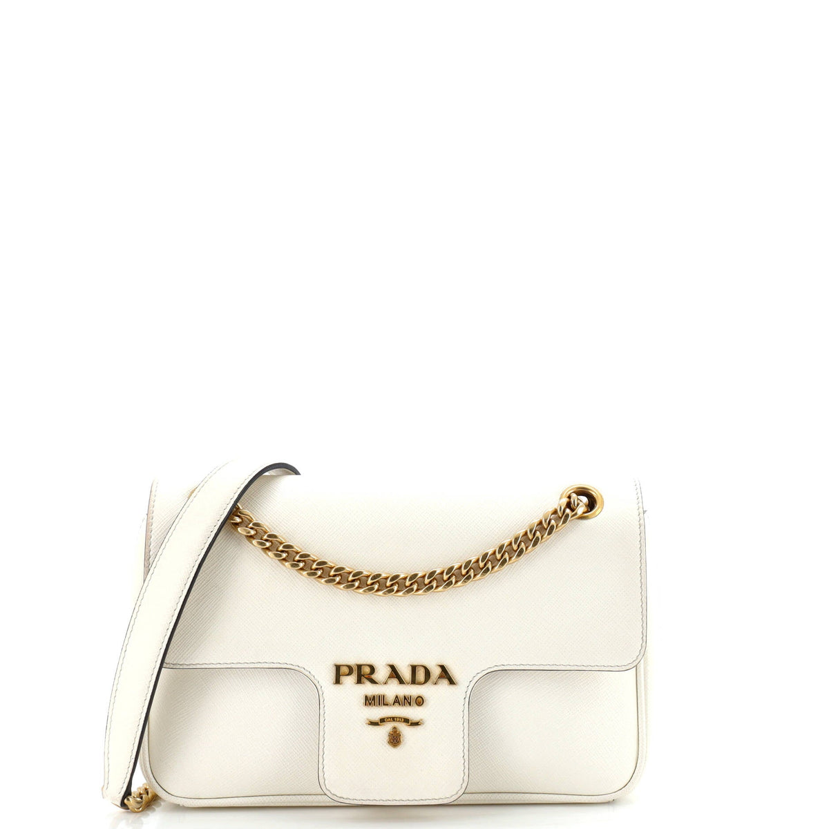 Prada PRADA Pattina Flap Shoulder Bag Saffiano Leather Small