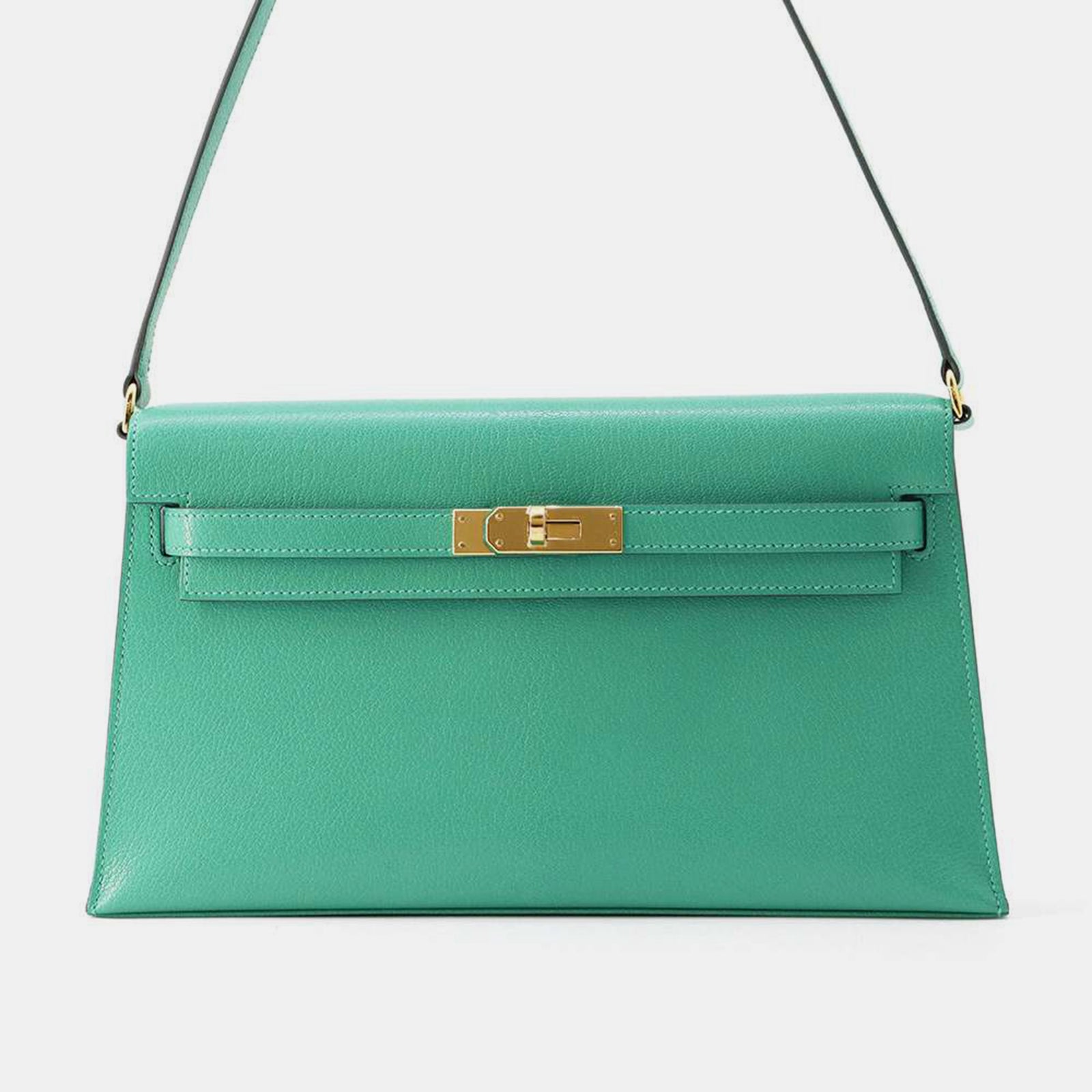 Herm?s Sac Kelly Shamquila en cuir Menthe Chèvre Elan