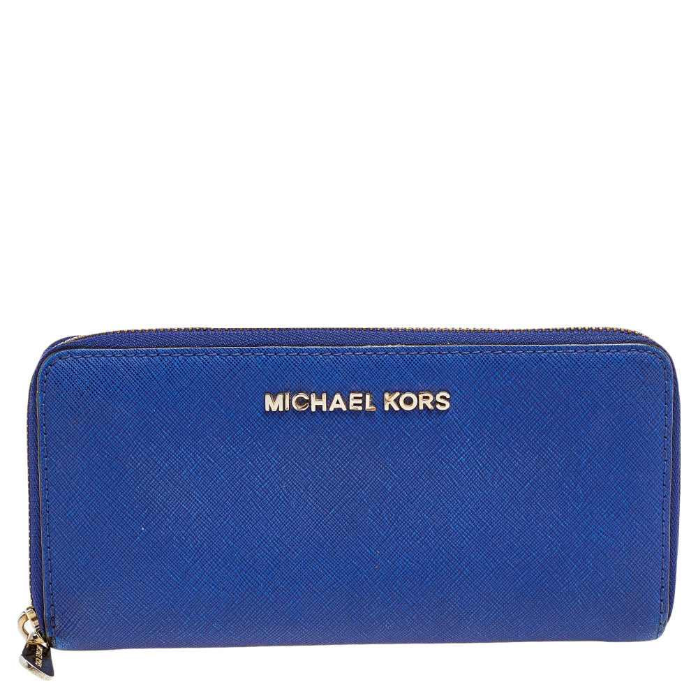 Michael Kors Blue Leather Bedford Continental Wallet