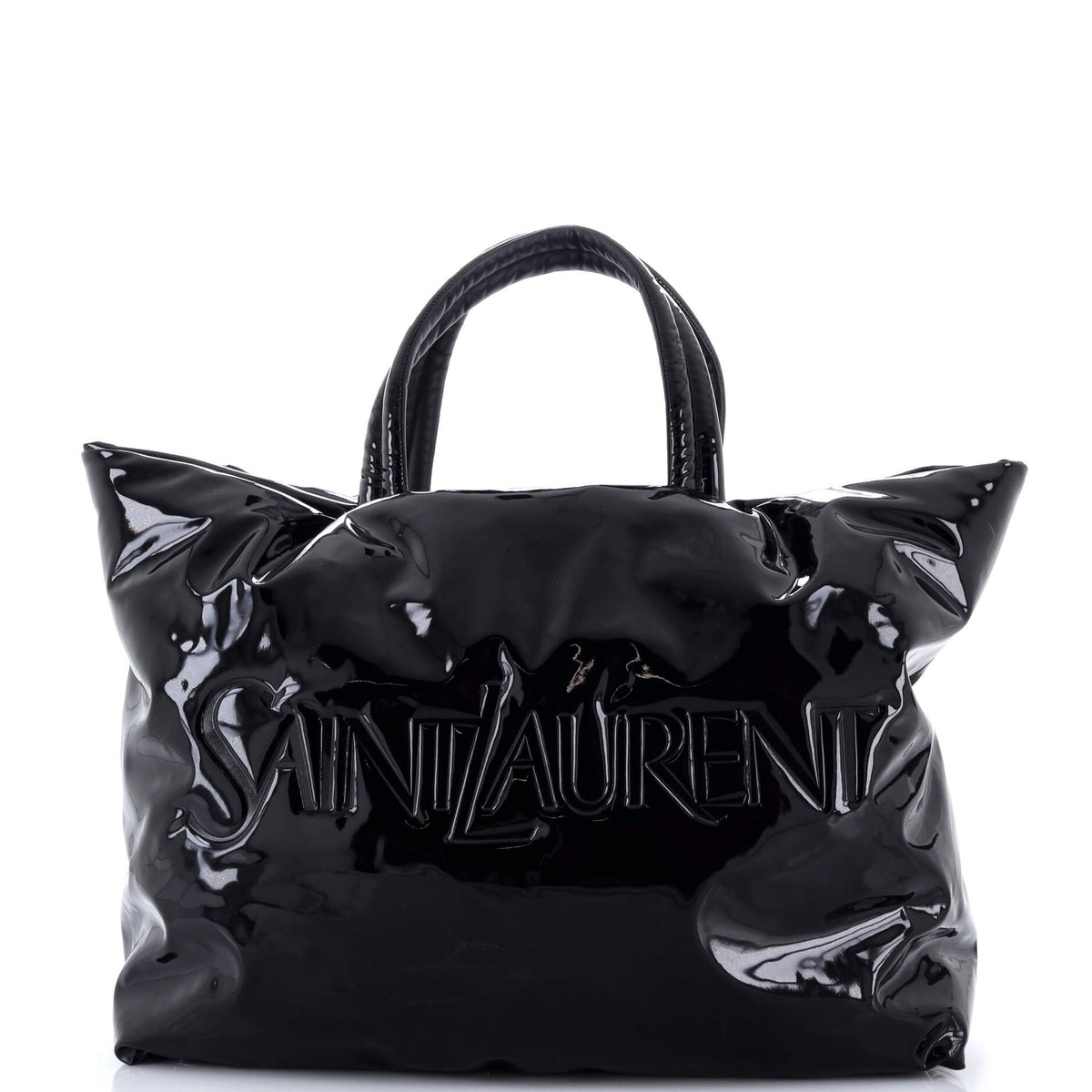 Saint Laurent Logo Tote Padded Patent Leather Maxi