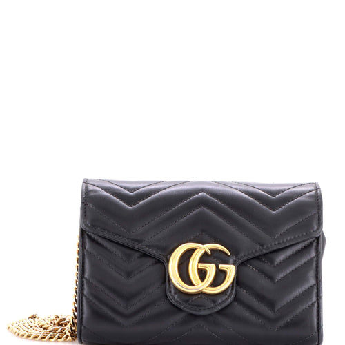 GUCCI GG Marmont Chain Wallet Matelasse Leather Mini