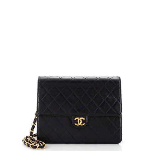 CHANEL Vintage Clutch with Chain Quilted Leather Small