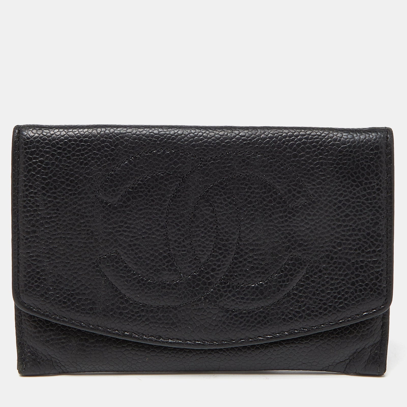 Chanel Portefeuille continental intemporel CC en cuir caviar noir