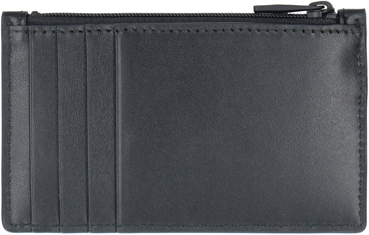 Alexander Mcqueen Men's Logo Detail Leather Card Holder in Black | 6831171AAMJ Color 1070