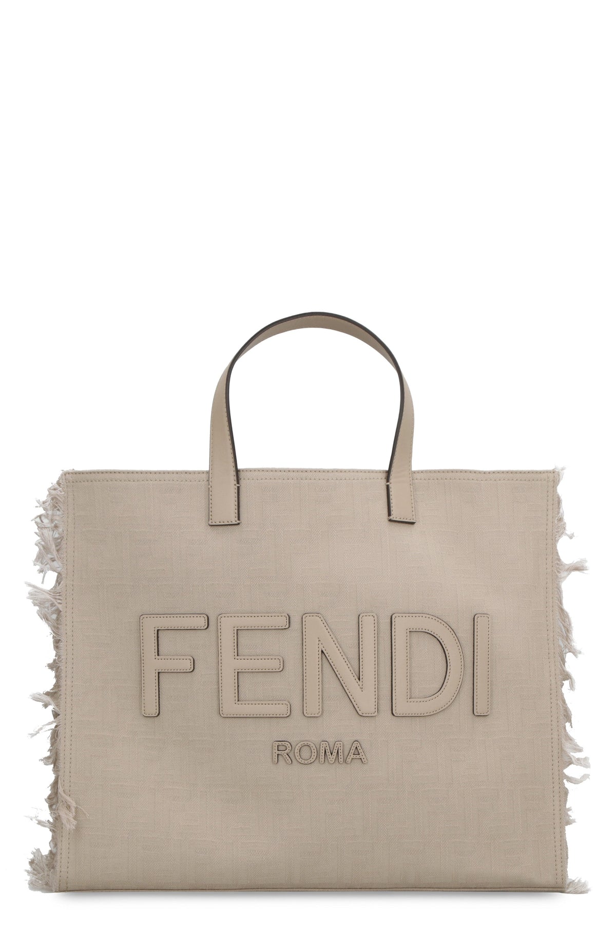 Fendi Men's Jacquard Fabric Tote in Sand | 7VA591AP1N Color F0VKQ