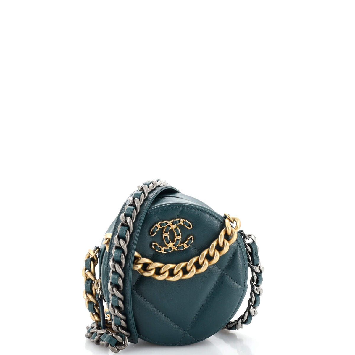 Chanel CHANEL 19 Round Clutch with Chain Quilted Leather