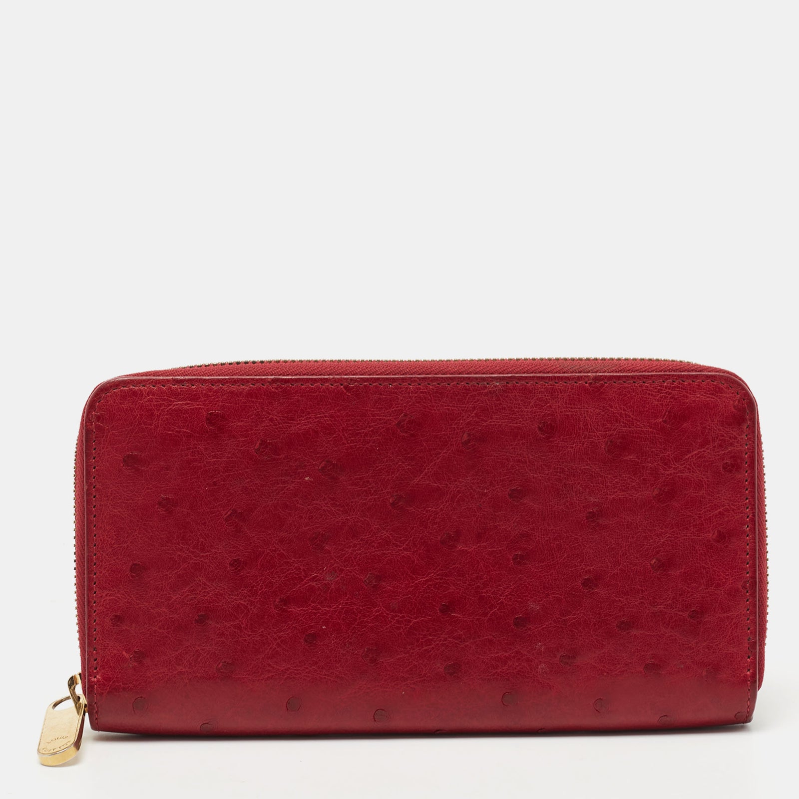 Louis Vuitton Red Ostrich Zippy Wallet