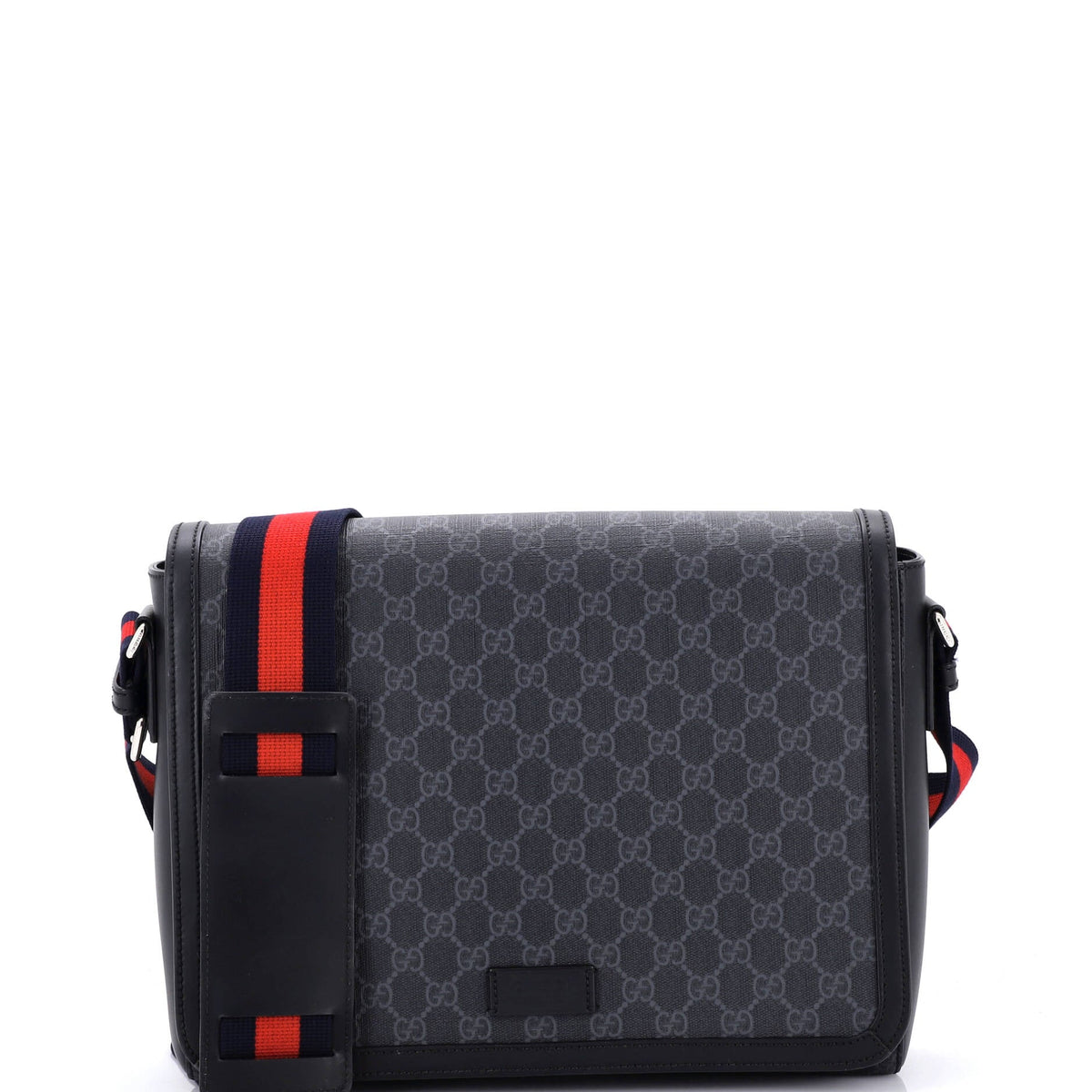Gucci GUCCI Web Strap Flap Messenger Bag GG Coated Canvas Medium