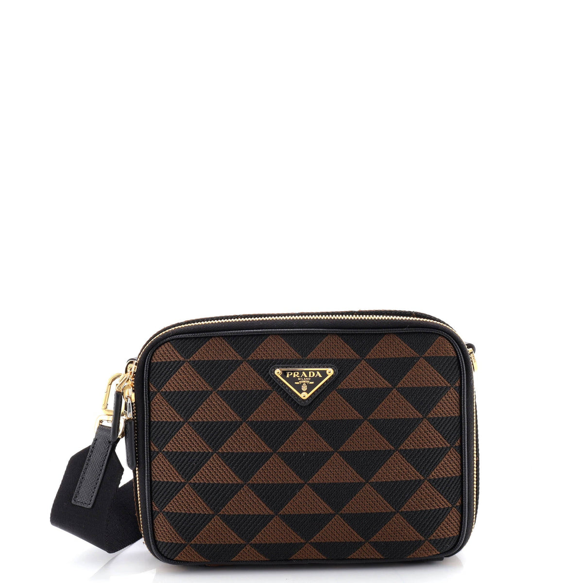 Prada PRADA Symbole Zip Around Shoulder Bag Jacquard